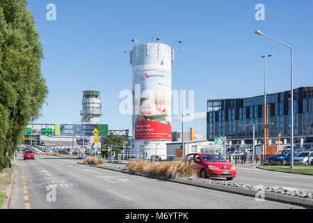 Einfahrt zum Flughafen Christchurch, Harewood, Christchurch, Canterbury, Neuseeland Stockfoto