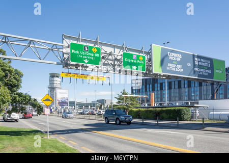 Einfahrt zum Flughafen Christchurch, Harewood, Christchurch, Canterbury, Neuseeland Stockfoto