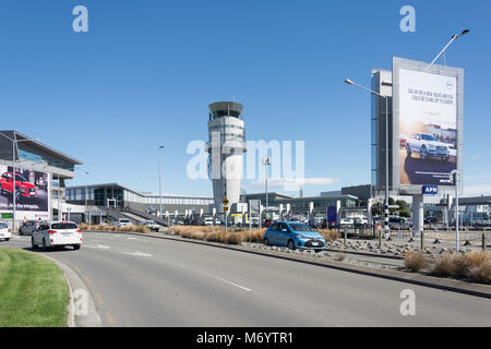 Einfahrt zum Flughafen Christchurch, Harewood, Christchurch, Canterbury, Neuseeland Stockfoto