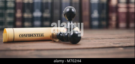 Notar Dichtungen, beglaubigte Dokument Konzept, vertrauliche Dateien, vertrauliche Dokumente. Stockfoto