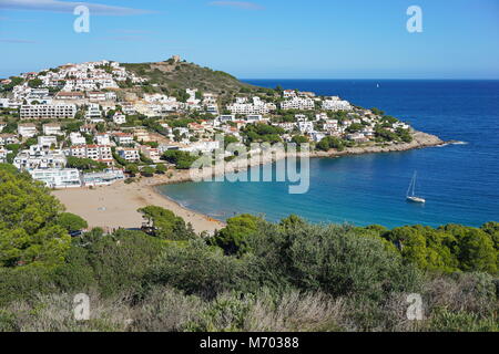 Spanien Costa Brava, in der Bucht Cala Montgo in l'Escala, Stadt, Alt Emporda, Katalonien, Girona, Mittelmeer Stockfoto