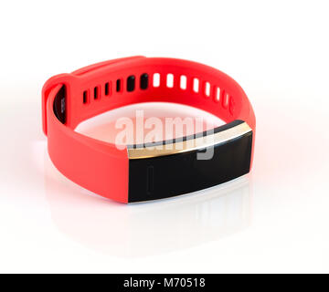Fitness Tracker auf hellen Hintergrund Stockfoto