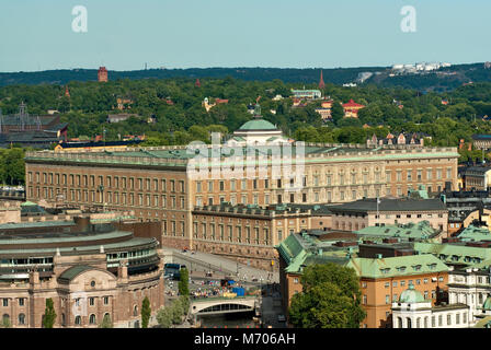 Anzeigen von Gamla Stan mit dem Königlichen Palast (Kungliga Slottet), Stockholm, Schweden Stockfoto