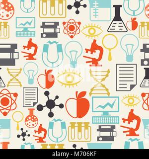 Wissenschaft nahtlose Muster im flachen Design Stil Stock Vektor
