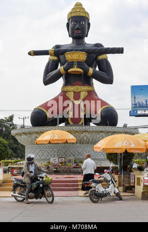 In Battambang, Kambodscha - 15. Januar 2018: Dambang Kranhoung Statue in Battambang zu Kambodscha Stockfoto