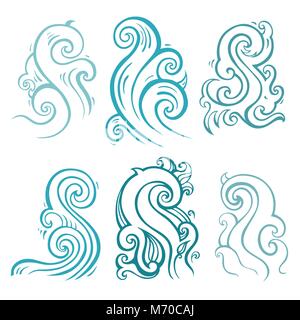 Ocean Waves, Abbildung gezeichnet Stock Vektor