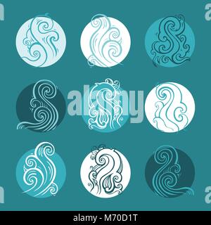 Ocean Waves, Abbildung gezeichnet Stock Vektor
