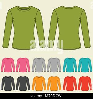 Satz von Vorlagen farbige Sweatshirts für Frauen Stock Vektor