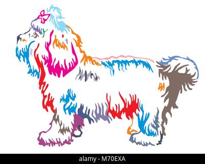 Bunte Kontur dekorative Portrait von ständigen im Profil hund Bolonka, Vektor isoliert Abbildung auf weißem Hintergrund Stock Vektor