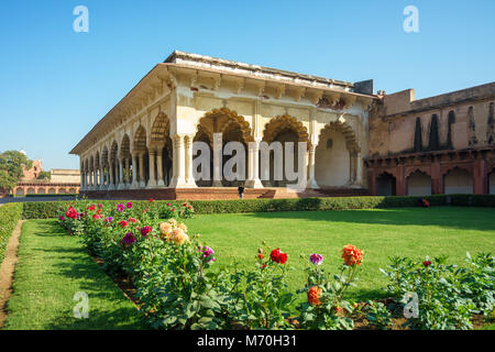 Agra Fort Diwan ICH BIN (Halle der Öffentlichkeit) in Indien Stockfoto