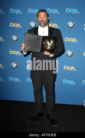 Presseraum der 70. jährlichen Directors Guild of America Awards, im Beverly Hilton Hotel in Beverly Hills, Kalifornien. Mit: Jordan Peele Wo: Beverly Hills, Kalifornien, USA, wenn: 03 Feb 2018 Credit: FayesVision/WENN.com Stockfoto