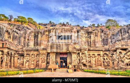 Die Kailasa Tempel, den größten Tempel in Ellora Höhlen. UNESCO Welterbe in Maharashtra, Indien Stockfoto