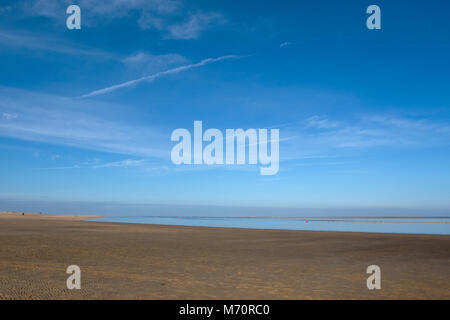 Der Blick aus der Nordsee vom Strand bei Wells-Next-The-Sea, North Norfolk, Großbritannien Stockfoto