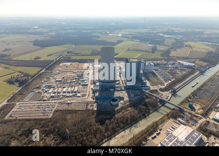 Kohle- Kraftwerk, Datteln 4, Uniper Kraftwerk am Dortmund-Ems-Kanal Datteln, Ruhrgebiet, Nordrhein-Westfalen, Deutschland, Datteln, Ruhrgebiet,R Stockfoto