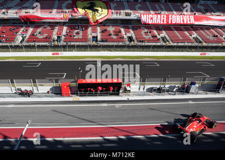 Montmelo, Katalonien, Spanien. 7 Mär, 2018. Kimi Räikkönen von Team Scuderia Ferrari Ferrari SF 71H Auto während der F1-Test Tage in Montmelo circuit. Credit: MA 6486.jpg /SOPA Images/ZUMA Draht/Alamy leben Nachrichten Stockfoto