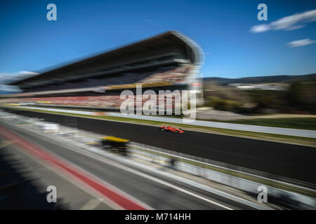 Barcelona, Spanien. 7. März, 2018: Kimi Räikkönen (FIN) Laufwerke in seinem Ferrari SF-71H am Tag sechs der Formel-1-Prüfung am Circuit de Catalunya Credit: Matthias Oesterle/Alamy leben Nachrichten Stockfoto