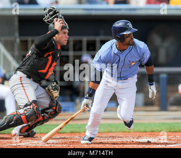 Port Charlotte, Florida, USA. 7 Mär, 2018. CHRIS URSO | Zeiten. während eines Frühling Training Spiel zwischen der Tampa Bay Rays und die Baltimore Orioles Mittwoch, 07. März 2018 in Port Charlotte. Quelle: Chris Urso/Tampa Bay Zeiten/ZUMA Draht/Alamy leben Nachrichten Stockfoto