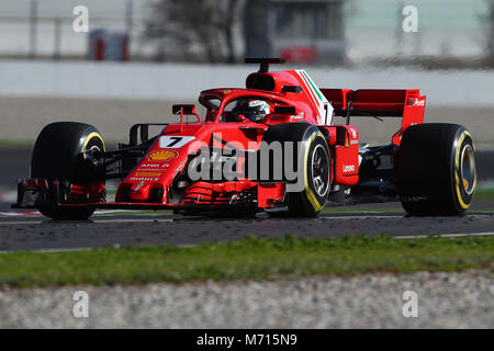 Barcelona, Spanien. 7. März, 2018. Kimi Räikkönen Ferrari Montmelo 07-02-2018 Formel 1-Meisterschaft 2018 Foto Federico Basile/Insidefoto Credit: insidefoto Srl/Alamy leben Nachrichten Stockfoto