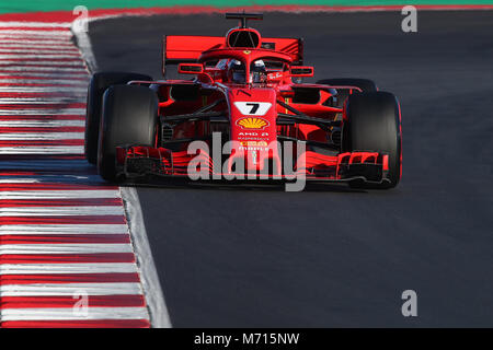 Barcelona, Spanien. 7. März, 2018. Kimi Räikkönen Ferrari Montmelo 07-02-2018 Formel 1-Meisterschaft 2018 Foto Federico Basile/Insidefoto Credit: insidefoto Srl/Alamy leben Nachrichten Stockfoto