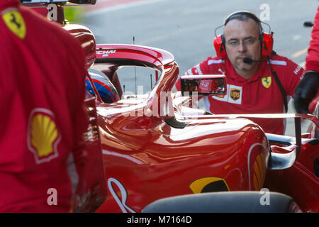 Barcelona, Spanien. 7. März, 2018. Kimi Räikkönen bei der Prüfung von F1 feierte am Stromkreis des Barcelonacon 7. März 2018 in Barcelona, Spanien. (Credit: Mikel Trigueros/Urbanandsport/Cordon Drücken) Credit: CORDON PRESSE/Alamy leben Nachrichten Stockfoto