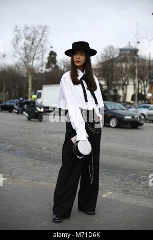 Paris, Frankreich. 06 Mär, 2018. Kieunse Ankunft auf dem Chanel Show Paris Fashion Week - März 6, 2018 - die Credit: Runway Manhattan/Valentina Ranieri *** Für die redaktionelle Nutzung nur*** | Verwendung weltweit/dpa/Alamy leben Nachrichten Stockfoto