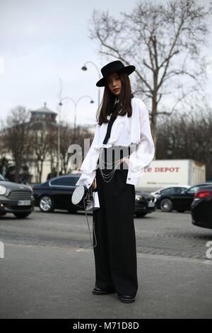 Paris, Frankreich. 06 Mär, 2018. Kieunse Ankunft auf dem Chanel Show Paris Fashion Week - März 6, 2018 - die Credit: Runway Manhattan/Valentina Ranieri *** Für die redaktionelle Nutzung nur*** | Verwendung weltweit/dpa/Alamy leben Nachrichten Stockfoto