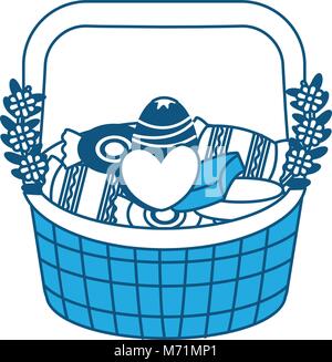 Korb mit Süßigkeiten Symbol auf weißem Hintergrund, blaue Schattierung Design. Vector Illustration Stock Vektor