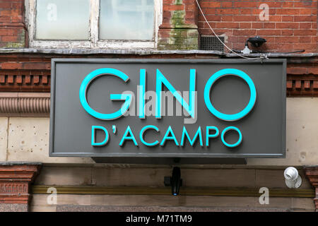 Gino D'acampo Starkoch restaurateur Restaurant kette Essen essen Essen essen tv-Moderatorin City Cafe essen Italien Italienisch Anmelden signage Stockfoto