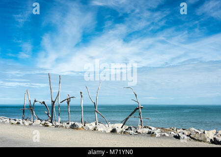 Hokitika Treibholz Zeichen, Südinsel, Neuseeland Stockfoto