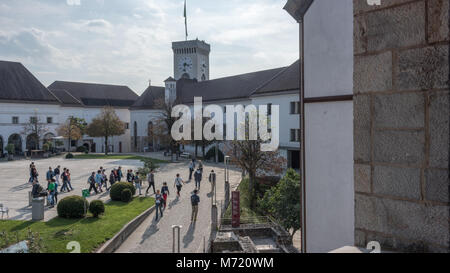 Im Innenhof der Burg von Ljubljana, Slowenien Stockfoto