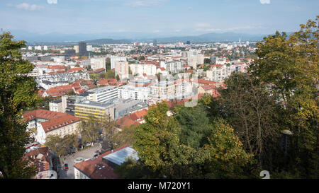 Blick von der Burg von Ljubljana, Slowenien Stockfoto