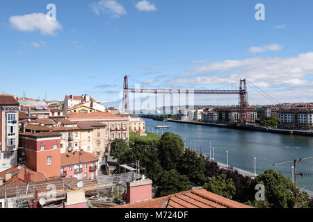 Puente, Puente Colgante Bizkaia, Puente Vizcaya, Puente Portugalete, die erste mechanische Schwebefähre der Welt, Vizcaya, Pais Vasco, Spanien, Stockfoto