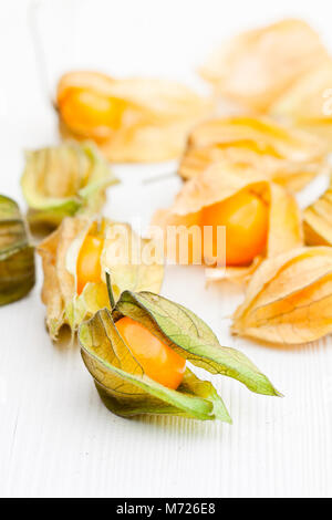 Reif physalis auf weißem Hintergrund Stockfoto