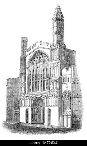 Rochester Kathedrale in Kent England's Zweitälteste, nach Canterbury, in AD 604 von Bischof Justus gegründet. Das heutige Gebäude stammt aus der Arbeit der französischen Mönch, Gundulf, in 1080. Die glorreiche normannische Architektur verfügt über eines der schönsten romanischen Fassaden in England. Stockfoto