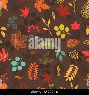 Die nahtlose Vektor Muster mit stilisierten Blätter im Herbst Stock Vektor