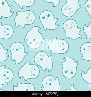 Nahtlose kawaii Cartoon Muster mit niedlichen Geister Stock Vektor