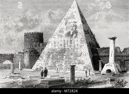 Die Pyramide des Cestius, eine alte Pyramide in Rom, Italien Stockfoto