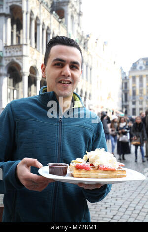 Belgische Waffel in Brüssel, Belgien. Stockfoto