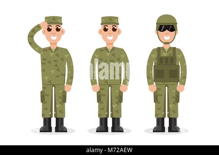 Mann US-Armee Soldaten in der Tarnung. Vector Illustration. Stockfoto