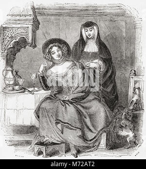 Die Priorin, und die Frau von Bath. Aus Old England: eine bildliche Museum, veröffentlicht 1847. Stockfoto