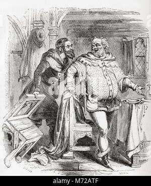 Der Franklin und der Händler. Aus Old England: eine bildliche Museum, veröffentlicht 1847. Stockfoto