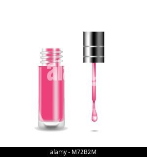 Realistische Nagellack 3D Vektor Illustration, Vorlage mockup Glasflasche. Stock Vektor