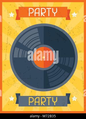 Party Retro Poster im flachen Design Stil Stock Vektor