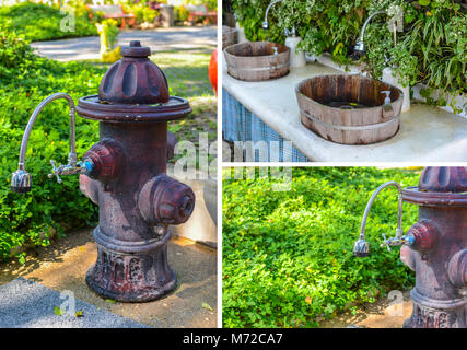 Alte Wasser auf Garten tippen Stockfoto