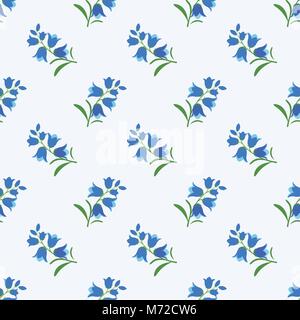 Nahtlose Hintergrundbild bunt botanischen Blüte Blatt Pflanze bluebell Blume Stock Vektor