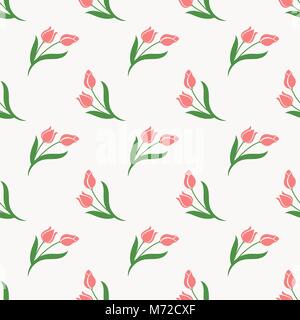 Nahtlose Hintergrundbild bunt botanischen Blüte Blatt pflanze rosa Tulpe Stock Vektor