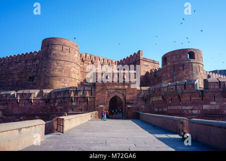 Lahore oder Amar Singh Gate des Agra Fort in Indien Stockfoto