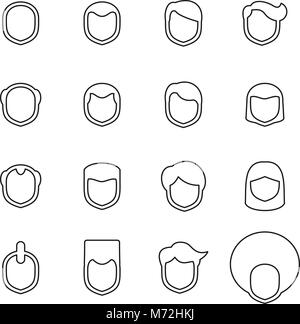 Männliche Haarschnitt oder Frisur Symbole dünne Linie Vektor Abbildung Stock Vektor