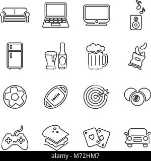 Mann bevorzugten Aktivitäten Symbole dünne Linie Vektor Abbildung Stock Vektor