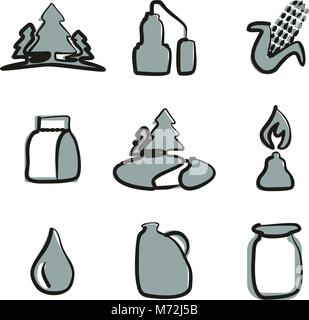 Moonshine Symbole Freehand 2 Farbe Stock Vektor